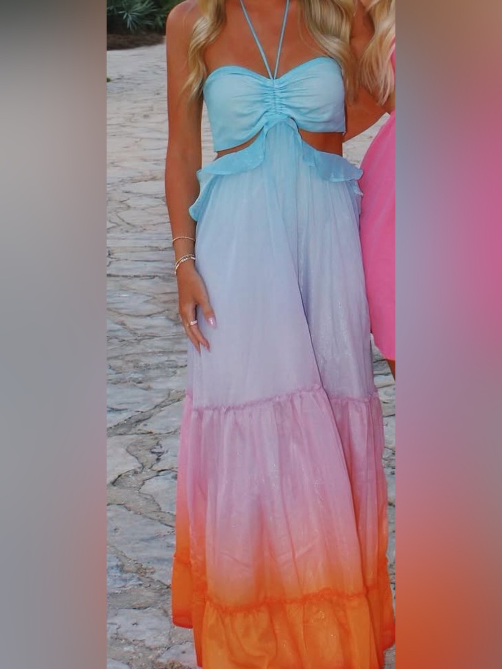 Pastel Ombre Maxi Dress - Blue to Pink